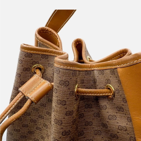 Gucci Micro GG Beige drawstring bucket bag vintage authentic - Picture 8 of 16